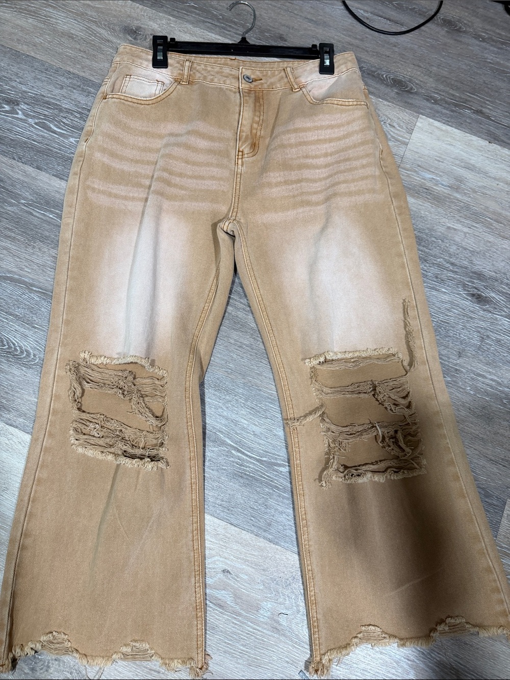 Boutique 9 Tan Distressed Flare Jeans